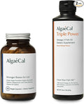 AlgaeCal Bundle - Plant Based Calcium Supplement with Vitamin D3 for Bone Health & Strength & Triple Power Omega-3 Fish Oil Natural Liquid Emulsion with EPA & DHA, Curcumin, Astaxanthin