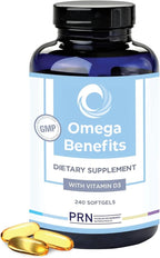 PRN Omega 3 Supplement - 240 Softgels, 60-Day Supply - Fish Oil Omega 3 Supplements with 1680 mg EPA & 560 mg DHA - rTG Omega-3 + Vitamin D for Skin, Joint, Brain, Eye & Heart Health