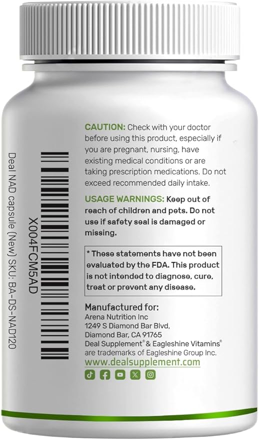 NAD+ Resveratrol Supplement 1,000mg Per Serving, 120 Veggie Capsules | 2-in-1 Extra Strength NMN Supplement Alternative | NAD Supplements for Women & Men | Non-GMO, Gluten Free