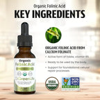 Dr. Green Mom USDA Organic Folinic Acid Drops - 500 mcg per Drop | Methylation Support B9 Supplements for Kids & Adults | Supports Neurological Function, Nervous System Health & DNA Synthesis