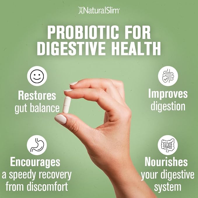 NaturalSlim Good Flora, Probiotics for Women & Men - Gut Health Supplements with 7 Powerful Strains for De-Bloating & Vitality - Probiotics for Digestive Health, 60 Vegetarian Capsules, 2 Pack