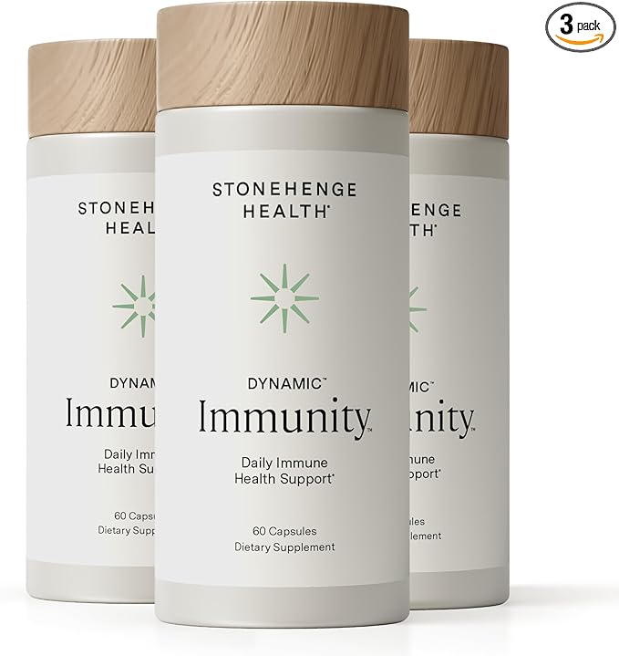 Stonehenge Health Dynamic Immunity Daily Supplement 10-in-1 Immune Boosters Zinc, Elderberry, Echinacea, Vitamin C & Probiotic L. Acidophilus – Supports Immune System 60 Count (Pack of 3)