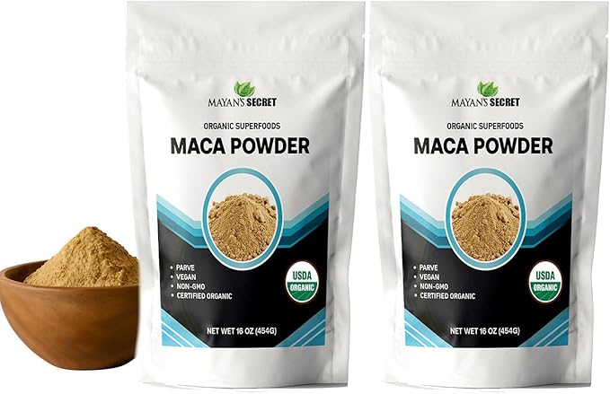 Mayan's Secret - Maca Root Powder Organic 16oz x 2 USDA Certified Parve Non-GMO Vegan Superfoods for Breakfast, Smoothies, Baking & Ice Cream (1 Pound (Pack of 2))