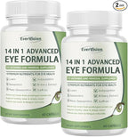 14 in 1 Advanced Eye Formula, 2 Pack Eye Vitamin and Mineral Supplement with Lutein, Zinc, Zeaxanthin & Bilberry Extract for Vision Care, 120 Capsules