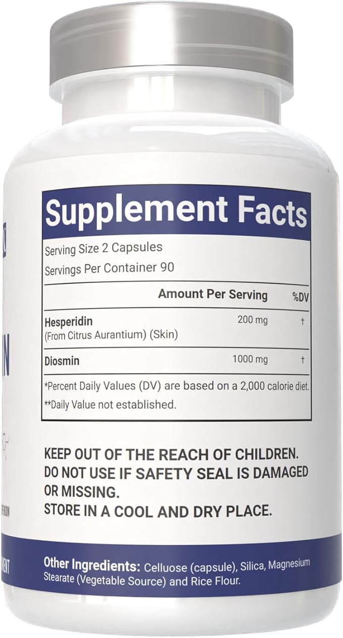 Diosmin Hesperidin 1200 mg Complex, 180 Capsules, Citrus Bioflavonoids Rich Fruit Extract, 100% Vegetarian, Non-GMO & Gluten Free Diosmin Supplement with Max Strength - 3 Packs