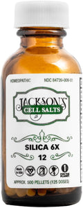 Jackson's #12 Cell Salt Silica 6X (500 Pellet Bottle) - Certified Vegan, Lactose-Free Schuessler Tissue Salt Silicea 6X (Made in the USA)