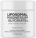 Codeage Magnesium Glycinate Powder Supplement, 2-Month Supply, Bisglycinate Magnesium Chelate, Unflavored, Liposomal Delivery, Chelated Magnesium Powder Mineral, Non-GMO Vegan, 3 oz