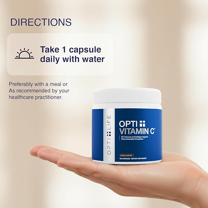 Opti + Vitamin C 1000mg Capsules | Buffered Vitamin C Time Release Essential Antioxidant, Immune System Support & Promotes Healthy Aging* | 100 capsules/100 Servings