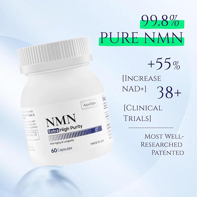 NMN Supplement 500mg Ultra Pure 99.8% | Stabilized Form | Supports NAD+ Production, Cellular Health & Healthy Aging | 60 Capsules