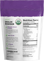 Kate Naturals Inulin Powder Organic from Blue Agave (8oz) Soluble Prebiotic Fiber for Coffee, Yogurt & Smoothies