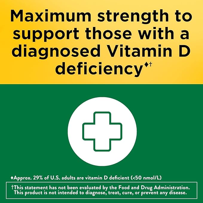 Nature Made Maximum Strength Vitamin D3 10000 IU (250 mcg), Dietary Supplement for Bone, Teeth, Muscle and Immune Health Support, 60 Softgels, 60 Day Supply - Pack of 2