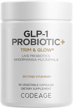 Codeage GLP-1 Probiotic+ - Live Probiotics Akkermansia, Clostridium, Bifidobacterium, Chicory Inulin Probiotic, Prebiotics & Postbiotics Supplement - 500 Million AFU, 3-Month Supply - 90 Capsules