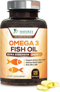 Omega 3 Fish Oil Supplements - 2400mg Fish Oil Per Serving - Triple Strength Omega-3 with EPA & DHA Fatty Acids - Natural Heart, Brain & Immune Support - Wild Caught, Bottled in USA - 120 Softgels