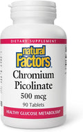 Natural Factors Chromium Picolinate 500 mcg - Supports Healthy Metabolism & Chromium Levels - Aids Macronutrient Breakdown - 90 Tablets (90 Servings)