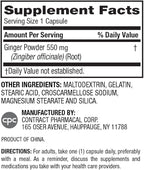 Earth's Splendor Ginger Root 550 mg Supplement for Men & Women, Supports Digestive Health, No Artificial Color or Preservatives (550 mg, 100 Capsules)