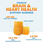 Omega 3 Fish Oil Gummies - Heart Healthy Omega 3 Gummy Supplement with High Absorption DHA & EPA, Extra Strength Joint & Brain Support, Delicious Orange Flavor Fish Oil Nature's Vitamin - 60 Gummies