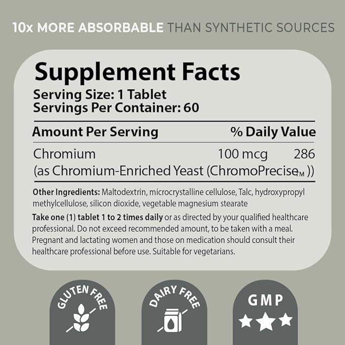 Pharma Nord Bio-Chromium – Metabolism & Craving Support, Patented Formula for 10x Higher Absorption Organic Chromium Supplement, Non-GMO, Gluten-Free, 60 Tablets