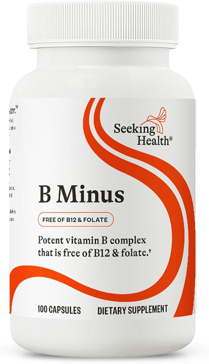 Seeking Health B-Minus - Complex Vitamin Supplement with Biotin & Riboflavin - Vitamin B Blend Supports Brain Health & Energy - 100 Capsules