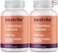 BESTVITE L-Carnitine Tartrate 500mg per Capsule (240 Capsules)(120x2) - No Stearates - Non GMO - Gluten Free - Supports Heart Health & Energy Production*
