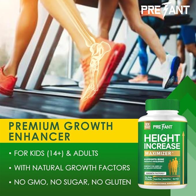 PRETANT-Growth Capsules to Grow Taller - Height Increase Maximizer with Calcium for Bone Strength -Natural Get Taller Supplement - Dietary Edible Healthcare Fitness