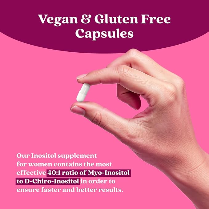 BeLive Myo-Inositol & D-Chiro Inositol Capsules - 90Ct I Inositol Supplement with Folic Acid Supplements for Woman, Optimal 40:1 Ratio (1)