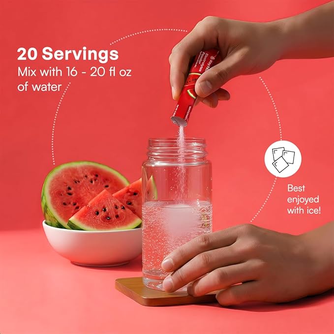 KEY NUTRIENTS Electrolytes Powder Packets - Multivitamin Watermelon 20 Pack Hydration Packets - Travel Hydration Powder - Improved Refreshing Taste - Made in USA - No Sugar, No Calories, Gluten Free