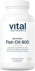 Vital Nutrients Ultra Pure® Fish Oil 800 - Supports Heart, Brain, & Immune Health* - Sustainably Sourced High EPA & DHA Omega-3 Fatty Acid - Lemon Flavor - Gluten, Dairy, Soy Free - 90 Softgels