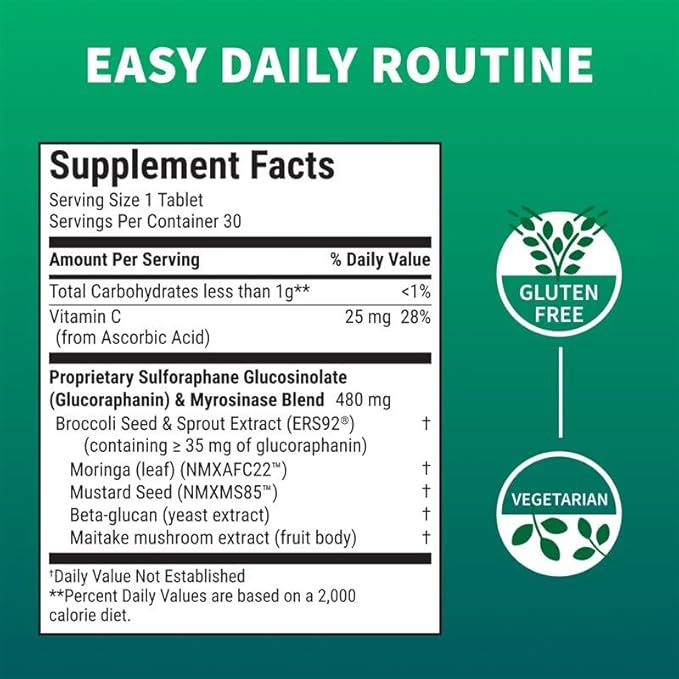Nutramax Laboratories Avmacol Extra Strength #1 Researched Sulforaphane-Producing Brand for Detoxification with Glucoraphanin and Active Myrosinase, Immune Health, Adults & Children, 30 Tablets
