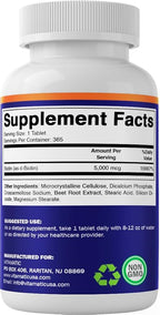 Vitamatic Biotin 5000mcg (5 mg) for Stronger Hair, Skin & Nails - 365 Vegan Tablets- Also Called Vitamin B7 (Pack of 2)