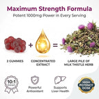 Sugar-Free Milk Thistle Gummies for Liver Cleanse Detox & Repair (Natural Blueberry-Raz Flavor) Cardo Mariano, Cleansing Milk Thistle Supplement, Antioxidant Support, Vegan, Replaces Pills & Capsules