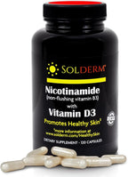 Nicotinamide Non-Flushing Vitamin B3 and D3 Supplement | Vegetarian and Gluten-Free Oral Nicotinamide Supplement with Vegetable Cellulose Casings | Promotes Healthy Skin | 60 Capsules | 500mg