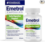 Emetrol Daily Digestive Support Capsules – Probiotic Prebiotic & Ginger Supplement for Gut Health, Bloating, Gas & Nausea Support – #1 Pharmacist Recommended Brand – 30 Capsules