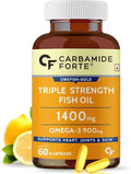 Triple Strength Fish Oil 1400mg with Omega 3 900mg for Men & Women - 60 Softgel Capsules