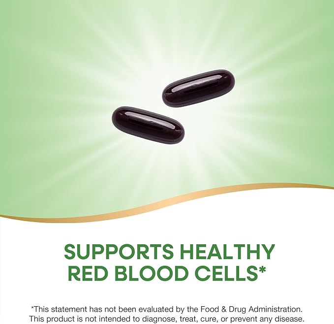 Nature's Way Energizing Iron - Red Blood Cell Support* - 8 mg Iron, -200 mcg of Cyanocobalamin & Vitamin B12 per 2-Softgel Serving - Gluten Free - 90 Softgels