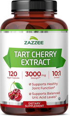 Zazzee Tart Cherry 10:1 Extract, 120 Vegan Capsules, 4 Month Supply, Montmorency Cherry, Certified Kosher, Joint & Uric Acid Support, Antioxidant Support Formula, Non-GMO, Made in the USA