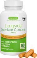 Igennus Longvida Lipidated Curcumin 500mg, Ultra Bioavailable & Sustained Action, 65x Higher Plasma Levels, Intensive Support, Free-Form Curcumin, Vegan, 90 Capsules