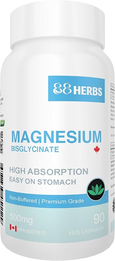 Magnesium Bisglycinate – Highest Absorption – Premium Grade – No Fillers – Non Buffered – 90 Veg Caps – 500mg Magnesium Bisglycinate per Cap (50mg Elemental Magnesium)