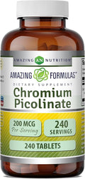 Amazing Formulas Chromium Picolinate 200 Mcg | Tablets Supplement | Non-GMO | Gluten-Free | Made in USA (1 Pack | 240 Count)