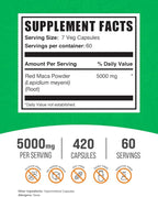 BulkSupplements.com Red Maca Capsules - Maca Supplement, Red Maca 5000mg, Red Maca Root - Vegan & Gluten Free, 7 Capsules per Serving, 420 Count (Pack of 1)