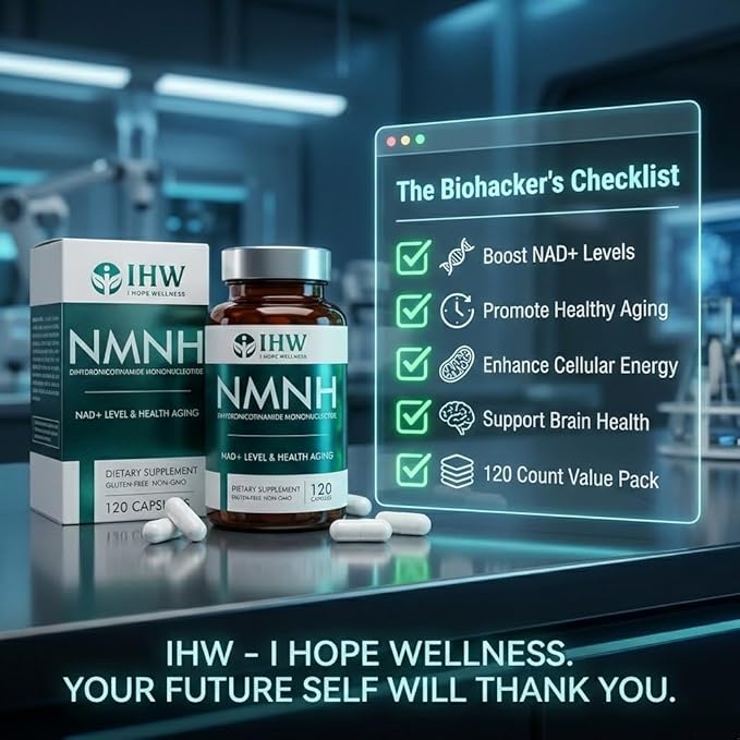 IHW NMNH, 1000mg NMN Supplement Alternative per Serving, 120 Capsules Ultra High 99.9% Purity, Supports Cellular Vitality & Stamina, Aging, Energy Focus, Non-GMO, Gluten Free