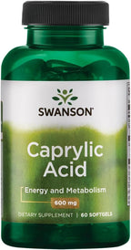 Swanson Caprylic Acid 600 Milligrams 60 Sgels