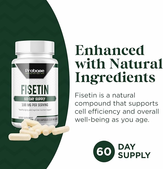 Probase Nutrition Fisetin Senolytic Supplement 100mg High Potency 60-Day Supply for Cellular Health