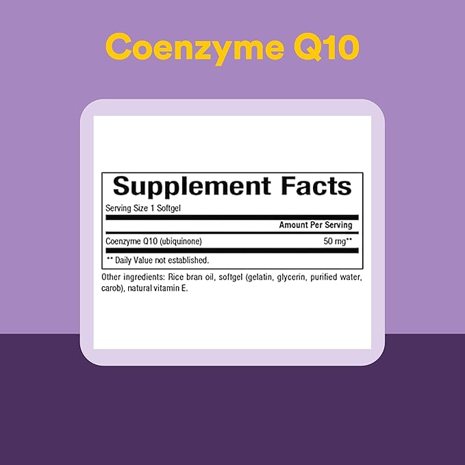 Natural Factors, Coenzyme Q10 50mg, CoQ10 Supplement for Energy, Heart and Antioxidant Support, Gluten Free, 120 softgels (120 servings)