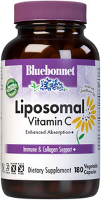 BlueBonnet Nutrition Liposomal Vitamin C 1000 mg, Made with Sunflower Oil, Immune & Joint Comfort*, Vegan, Kosher, Non-GMO, Gluten-Free, Soy-Free Milk-Free, 180 Vegetable Capsules, 90 Servings