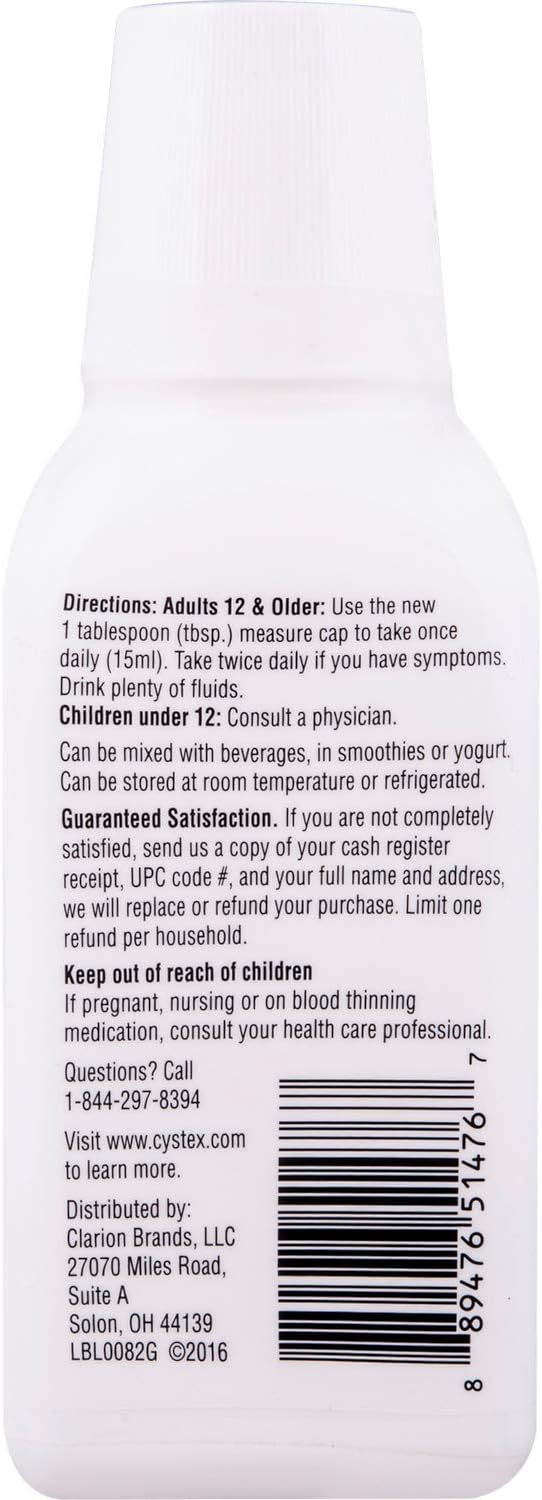 Cystex UTI Prebiotic Cranberry Liquid, Urinary Tract Support with D-Mannose, Vitamin C, and Bromelain, 7.6 FL OZ (Pack of 5)