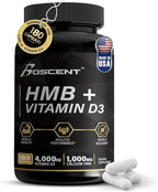 HMB and Vitamin D3 Supplement 1,000 MG (180 Capsules) - HMB supplements with 4,000 UI of D3 & Calcium - Muscle Growth, Strength & cure - B-Hydroxy B-Methylbutyrate Butyrate - Muscle Builder for Men