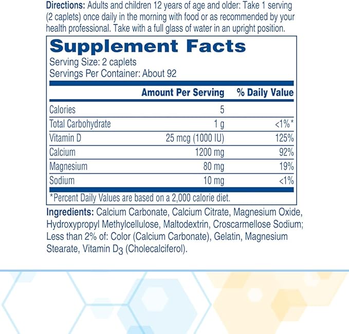 Citracal Slow Release- Calcium 1200 mg with Vitamin D3, Magnesium, Calcium Supplement, Bone Health Support, Take Once Daily Caplet, 185 Count