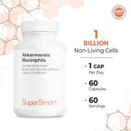 Supersmart Akkermansia Muciniphila 1 Billion TFU per Day (Pasteurized Probiotic) - Enhanced Absorption - Postbiotic Supplement | Non-GMO & Gluten Free - 60 Delayed Release Capsules