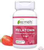 EZ Melts Melatonin - Sleep Support Supplement - No Artificial Flavors - Non-GMO & Sugar-Free - Strawberry - 60 Dissolvable Tablets (60 Servings)