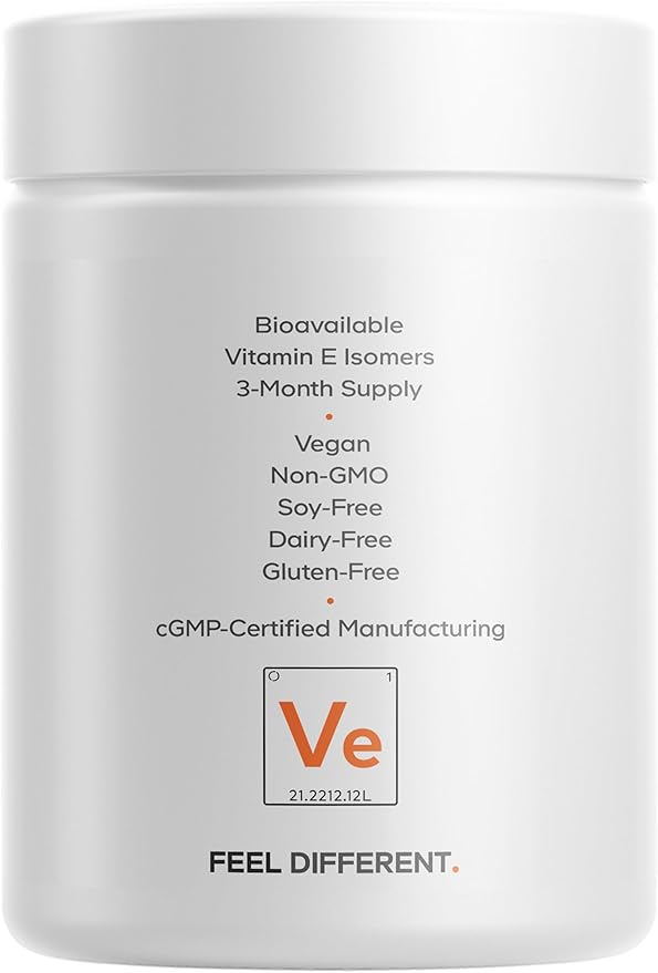 Codeage Liposomal Vitamin E Supplement - All Vitamin E Tocopherols - 3-Month Supply - Alpha Tocopherols, Beta, Gamma, and Delta - Liposomal Mixed Tocopherols - Non-GMO Phospholipid - 90 Capsules